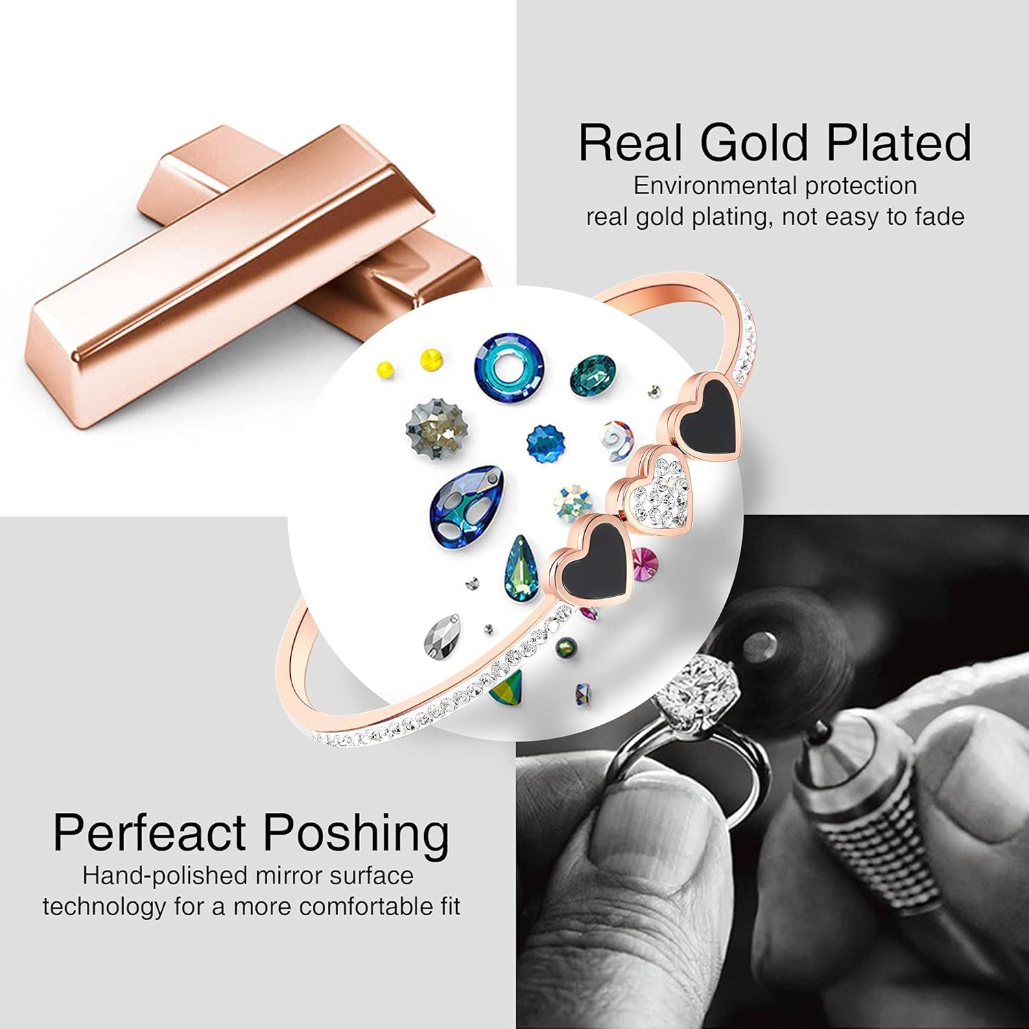 Rose Gold Cuff Bracelets for Women, Birthday Mother'S Day Gifts for Mom Wife Daughter Sister Friendship