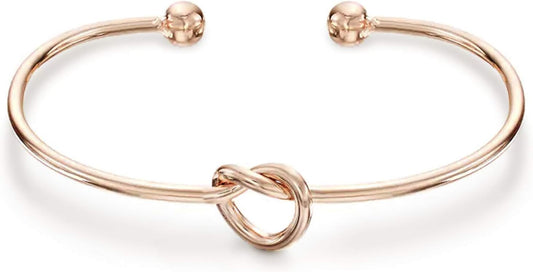 14K Gold Plated Forever Love Knot Infinity Bangle Bracelets for Women | Adjustable Gold Bangle Bracelet for Women