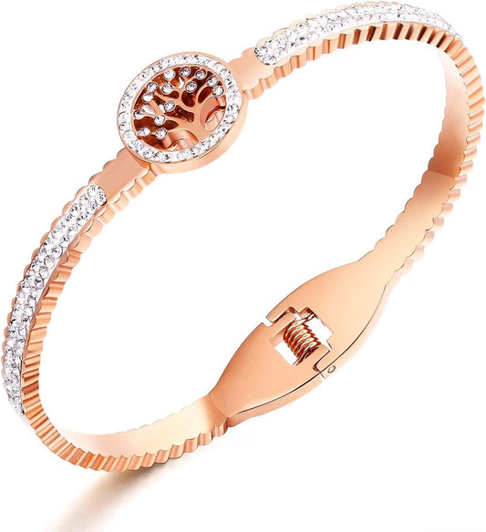 Rose Gold Cuff Bracelets for Women, Birthday Mother'S Day Gifts for Mom Wife Daughter Sister Friendship