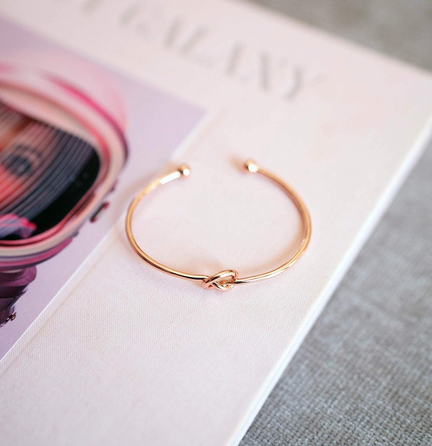 14K Gold Plated Forever Love Knot Infinity Bangle Bracelets for Women | Adjustable Gold Bangle Bracelet for Women