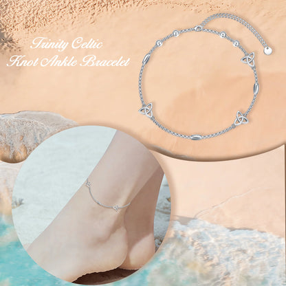 Mother'S Day Gifts S925 Sterling Silver Celtic Knot Ankle Bracelets Mothers Day Gifts for Mom